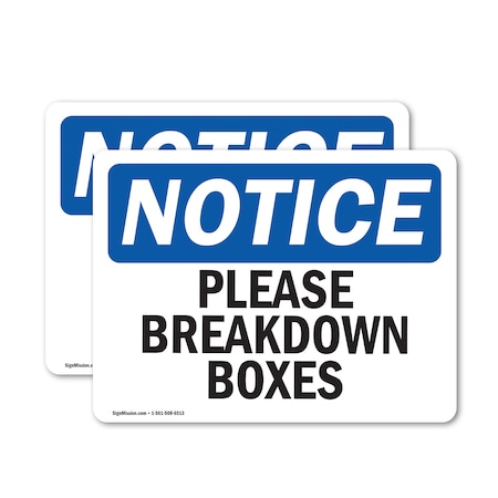 Signmission Please Breakdown Boxes, 10 in W x Rectangle, Vinyl Decal OS-2PACK-NS-D-710-L-17341